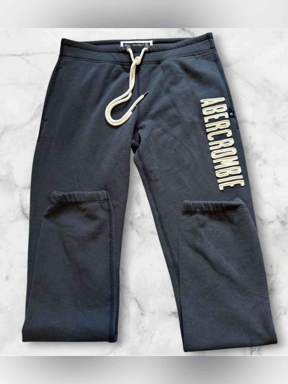 Abercrombie & Fitch classic navy blue logo sweatpants